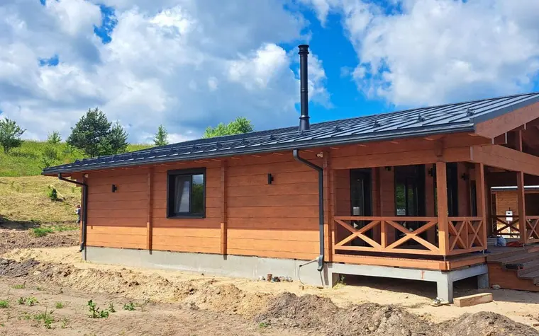 Сборка дома из клеёного бруса